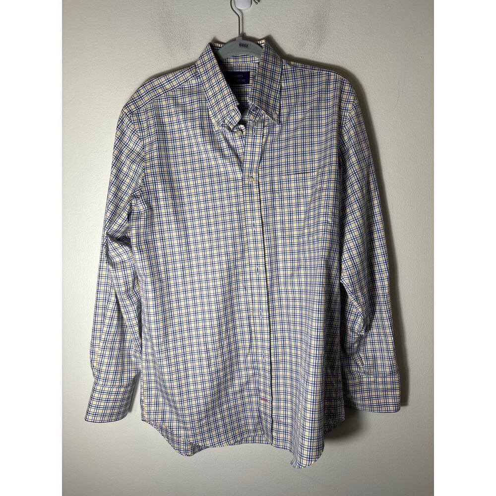 McCulley's Highslands NC Yellow and Blue Plaid Button up Shirt Sz M